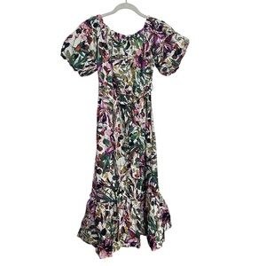MOODIE Floral Puff Sleeve Midi Dress Size M